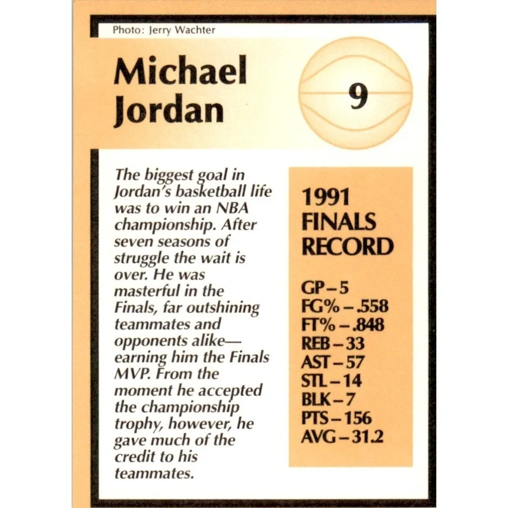1991 Tuff Stuff Jr. Special Issue NBA FInals #9 Michael Jordan Chicago Bulls